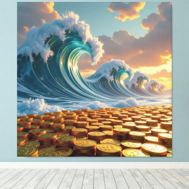 Impressão Em Tela Goldene Sturmflut des Schicksals   (Insitu(piso de madeira))