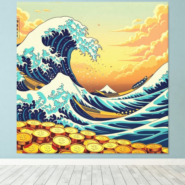 Impressão Em Tela Goldene Sturmflut des Schicksals   (Insitu(piso de madeira))