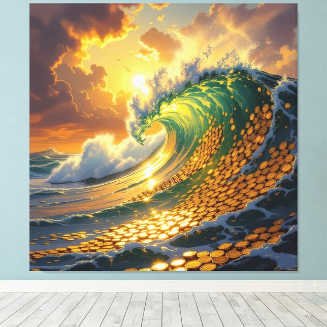 Impressão Em Tela Goldene Sturmflut des Schicksals   (Insitu(piso de madeira))