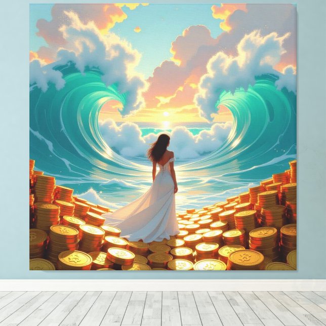 Impressão Em Tela Goldene Sturmflut des Schicksals   (Insitu(piso de madeira))