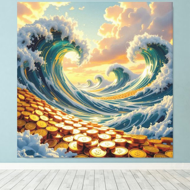 Impressão Em Tela Goldene Sturmflut des Schicksals   (Insitu(piso de madeira))