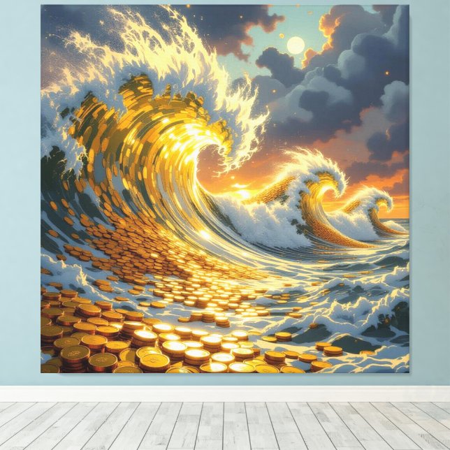 Impressão Em Tela Goldene Sturmflut des Schicksals   (Insitu(piso de madeira))