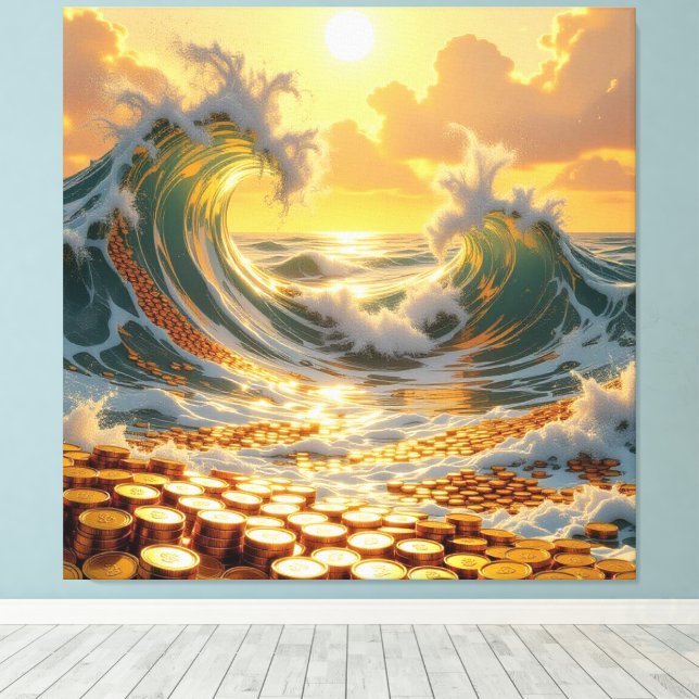 Impressão Em Tela Goldene Sturmflut des Schicksals   (Insitu(piso de madeira))