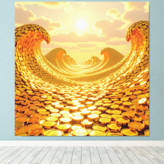 Impressão Em Tela Goldene Sturmflut des Schicksals   (Insitu(piso de madeira))