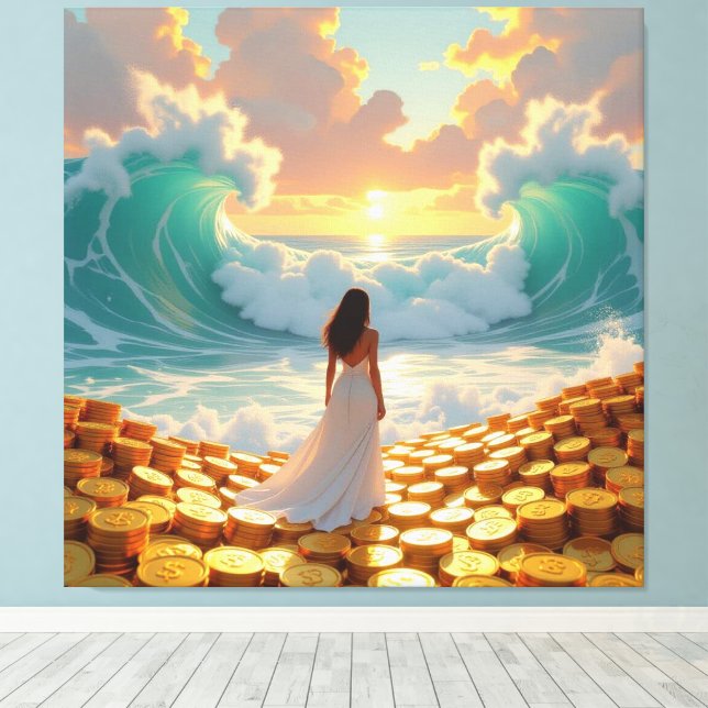 Impressão Em Tela Goldene Sturmflut des Schicksals   (Insitu(piso de madeira))