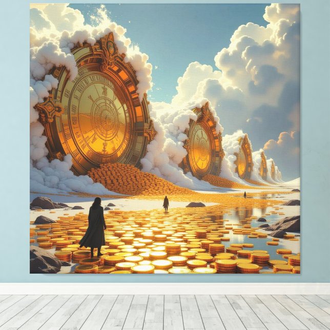 Impressão Em Tela Goldene Sturmflut des Schicksals   (Insitu(piso de madeira))