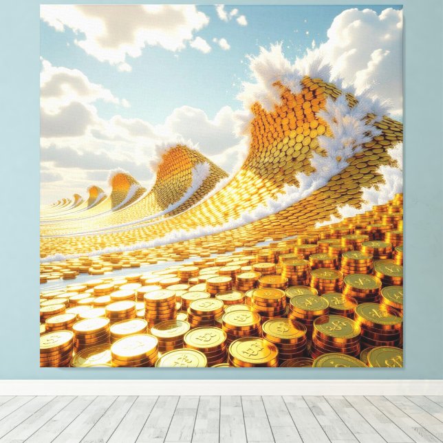 Impressão Em Tela Goldene Sturmflut des Schicksals   (Insitu(piso de madeira))