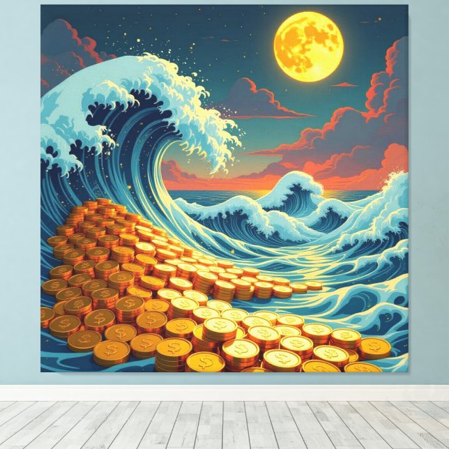 Impressão Em Tela Goldene Sturmflut des Schicksals   (Insitu(piso de madeira))