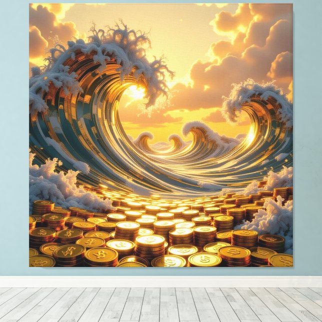 Impressão Em Tela Goldene Sturmflut des Schicksals   (Insitu(piso de madeira))