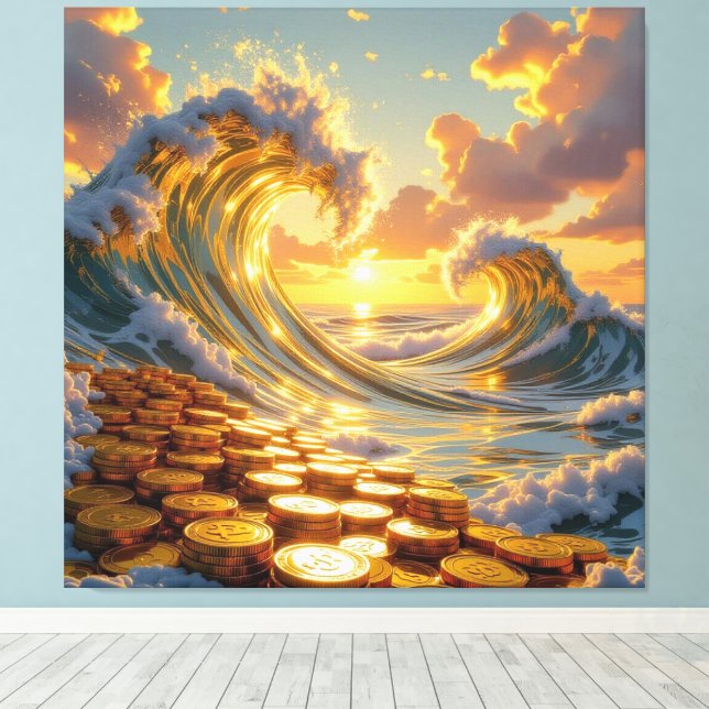 Impressão Em Tela Goldene Sturmflut des Schicksals   (Insitu(piso de madeira))