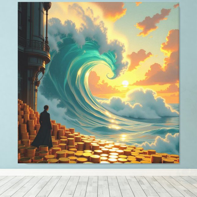 Impressão Em Tela Goldene Sturmflut des Schicksals   (Insitu(piso de madeira))