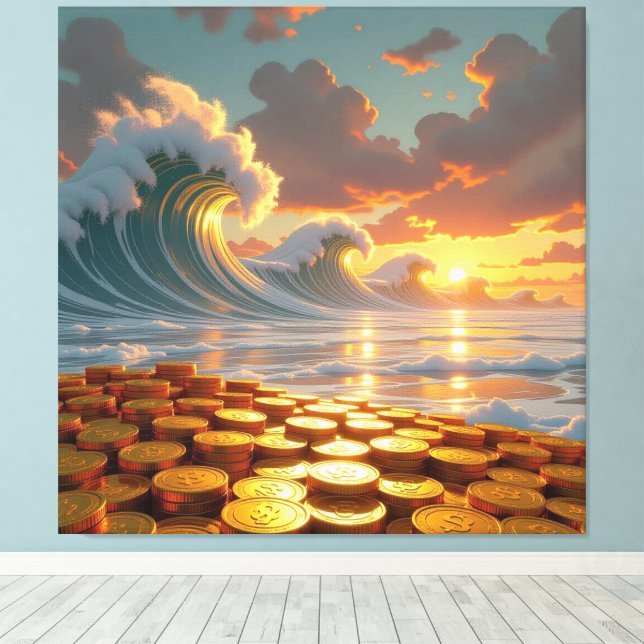 Impressão Em Tela Goldene Sturmflut des Schicksals   (Insitu(piso de madeira))