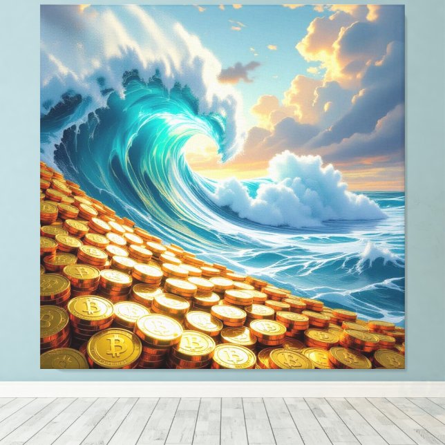 Impressão Em Tela Goldene Sturmflut des Schicksals   (Insitu(piso de madeira))