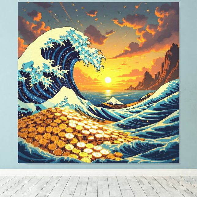 Impressão Em Tela Goldene Sturmflut des Schicksals   (Insitu(piso de madeira))