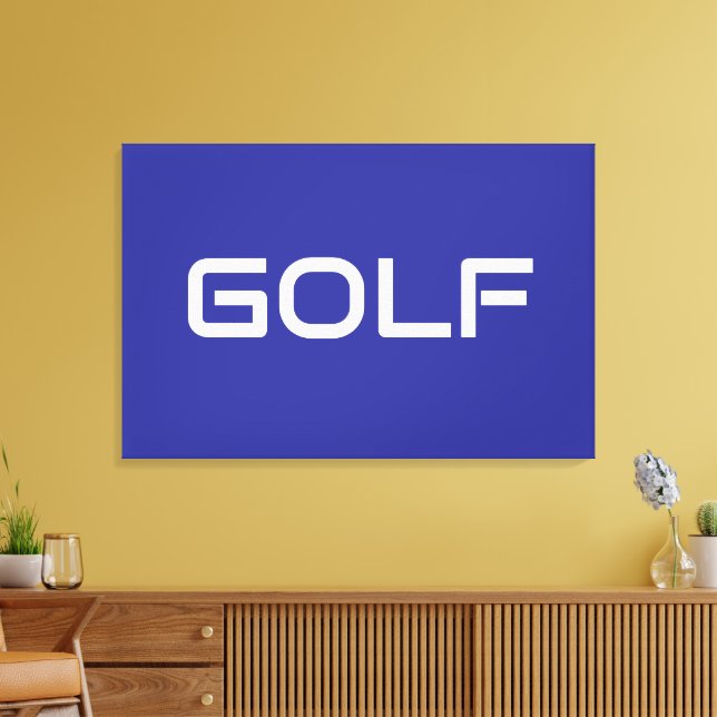 Impressão Em Tela GOLF Sleek Sporty Modern White Text On Deep Blue (Insitu(Sala de estar))
