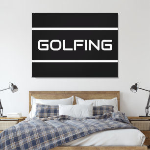 Impressão Em Tela GOLFING Moderno Branco com Listras em Preto Elegan