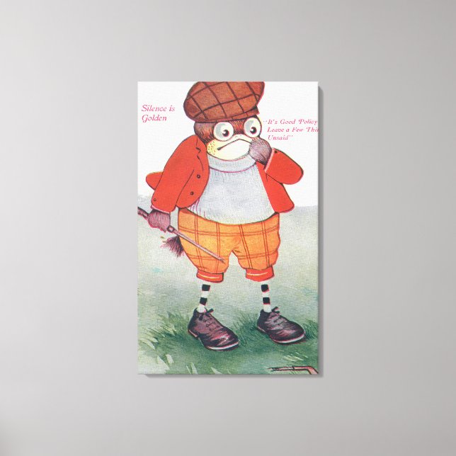 Impressão Em Tela Golfing Owl Noting Silence é Ouro (Frente)