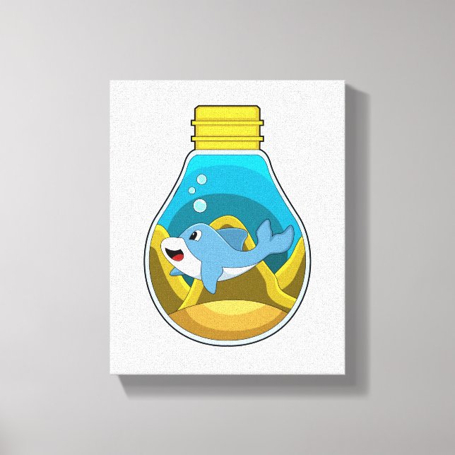 Impressão Em Tela Golfinho em Nadação no Aquário (Frente)