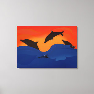 Impressão Em Tela Golfinhos