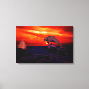 Impressão Em Tela Golfinhos