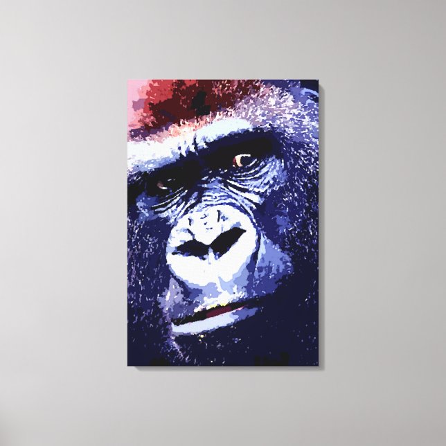 Impressão Em Tela Gorilla Face Pop Art Tela Enrolada (Frente)