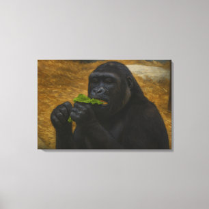 Impressão Em Tela Gorilla Grace - Retrato Realista da Vida Selvagem