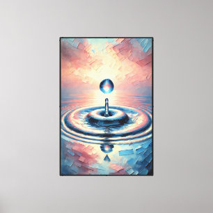 Impressão Em Tela Gota de Água com Ondulações sob Céu Colorido