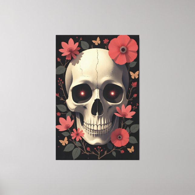 Impressão Em Tela Gothic Floral Skull - Stylized Skull (Frente)