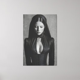 Impressão Em Tela Gothic Velvet Hooded Portrait