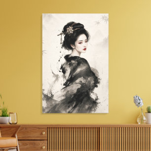 Impressão Em Tela Graça Silenciosa – Retrato Elegante de Geisha a Ti