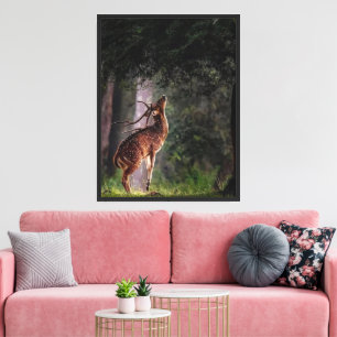Impressão Em Tela Graceful Deer Reaching for Leaves Serene Willife