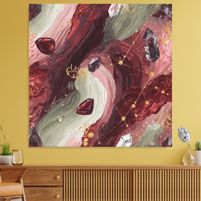 Impressão Em Tela Grade de Cristal Sage — Edição Garnet (Insitu(Sala de estar))