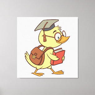 Impressão Em Tela Graduação de Estudantes de Pato de Cartoon Intelig