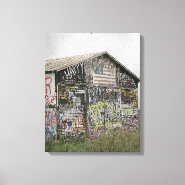 Impressão Em Tela Graffitti Barn em Iowa (Frente)