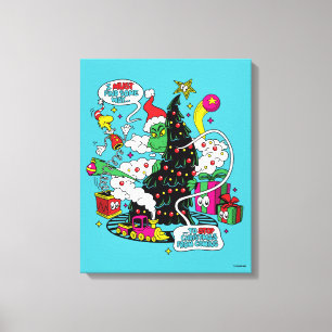 Impressão Em Tela Gráfico Colorido de Natal do Grinch