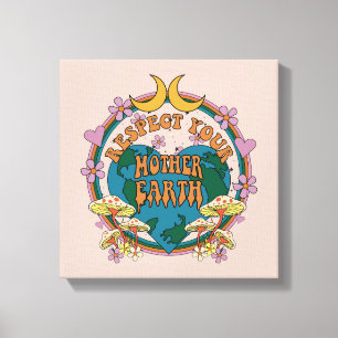 Impressão Em Tela Gráfico da Terra-Mãe Retro dos anos 70