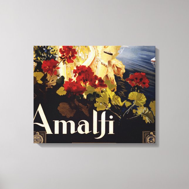 Impressão Em Tela Gráfico de Arte do Poster de viagens Amalfi Itália (Frente)