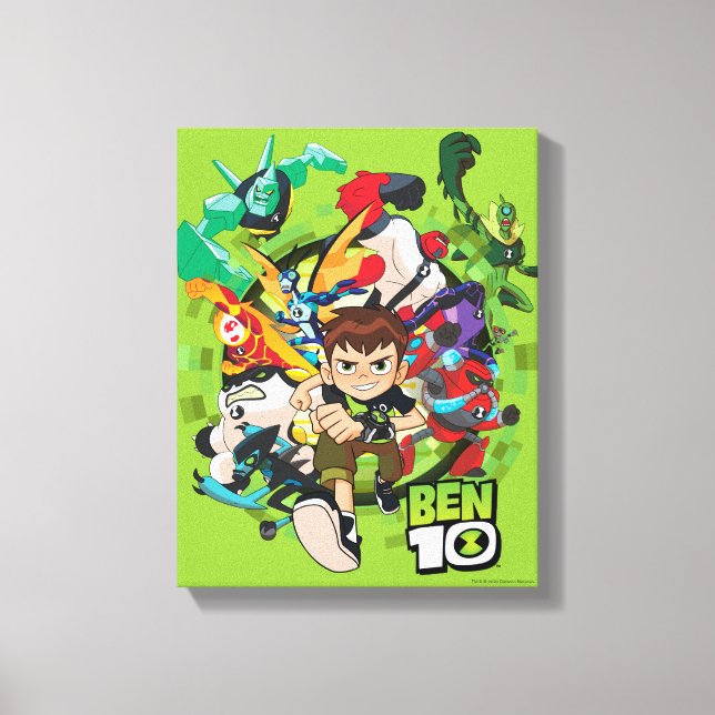 Impressão Em Tela Gráfico de Corrente de Alienígena Ben 10 (Frente)