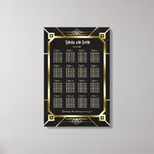 Impressão Em Tela Gráfico de Luxo Negro e Excelente Dourado Gatsby S
