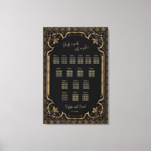 Impressão Em Tela Gráfico Dourado de Casamento Negro