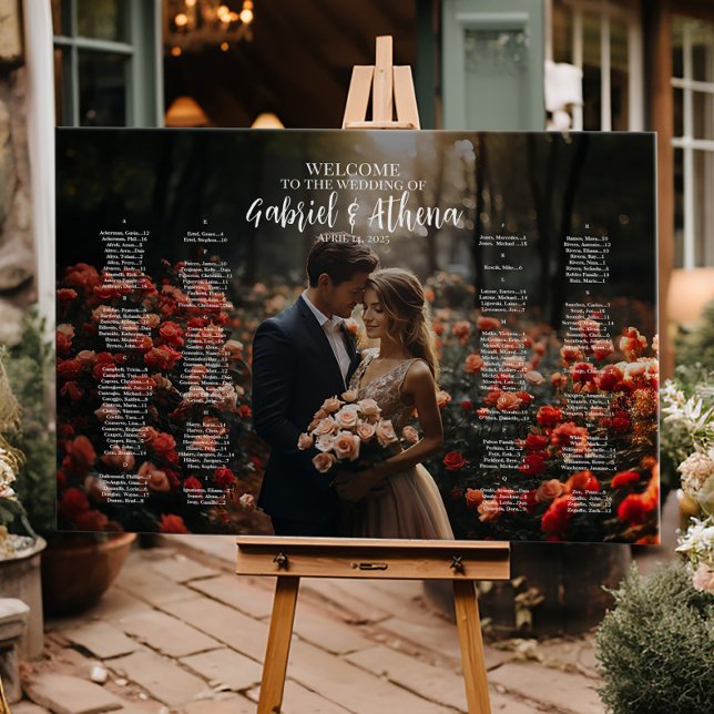 Impressão Em Tela Gráfico moderno de assentos de casamento com foto (Criador carregado)