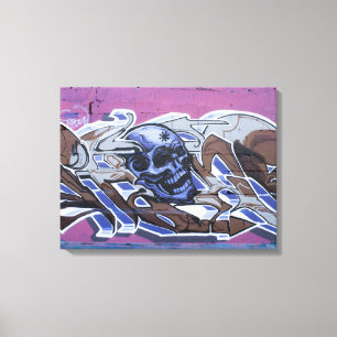 Impressão Em Tela Grafite do crânio de Bonehead Azul