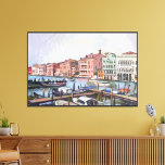 Impressão Em Tela Grande Canal de Veneza<br><div class="desc">Esta bela tela mostra uma pintura impressionista de barcos estacionados pelas costas do famoso Grande Canal, flutuando pacificamente em "A Cidade Mais Romântica do Mundo" - Veneza, Itália.</div>