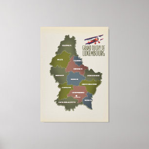 Impressão Em Tela Grande concha do mapa do luxemburgo