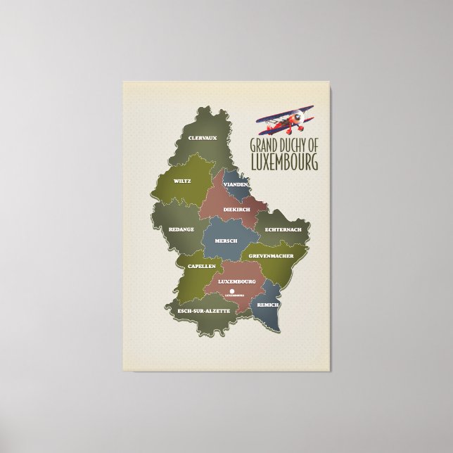 Impressão Em Tela Grande concha do mapa do luxemburgo (Frente)