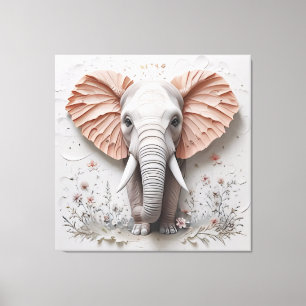 Impressão Em Tela Grande Elefante 16K em Flor - Lona Premium Enrolad