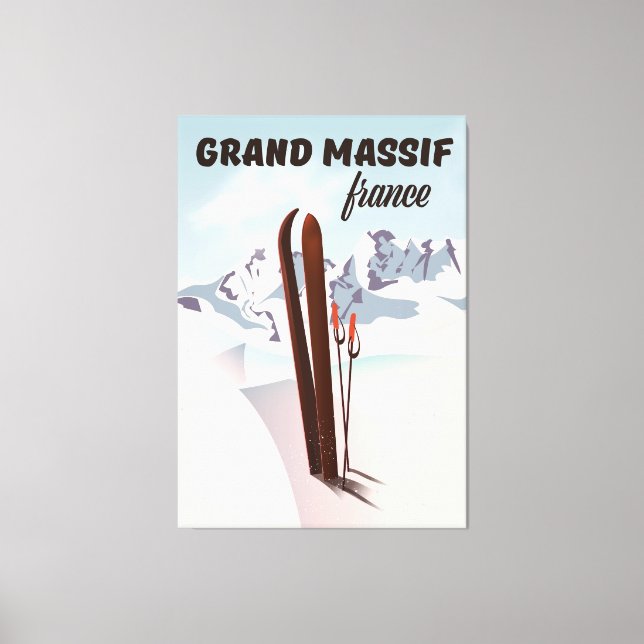 Impressão Em Tela Grande Massif france ski poster art. (Frente)