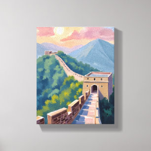 Impressão Em Tela Grande Muralha da China Pintura de Viagem