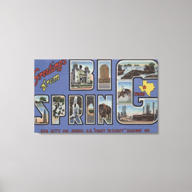 Impressão Em Tela Grande Primavera, Texas - Cenas com Letras Grandes (Frente)