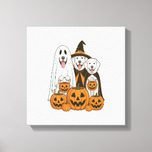 Impressão Em Tela Grande Pyrenees Cão Fantasma Bruxa Halloween Corre